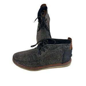 Toms Boots Mens 8.5 M Casual Comfort Lace Up Ankle Boot Gray Fabric Flats